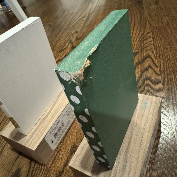 Christmas Stocking Holder Set 2 Solid Wood Hooks Mantle Green Gold Kids Heavy - Picture 8 of 8